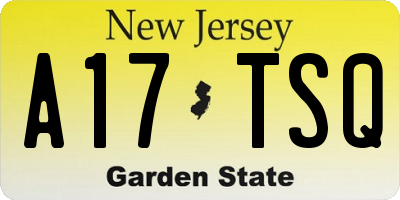 NJ license plate A17TSQ