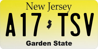 NJ license plate A17TSV