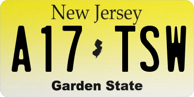 NJ license plate A17TSW