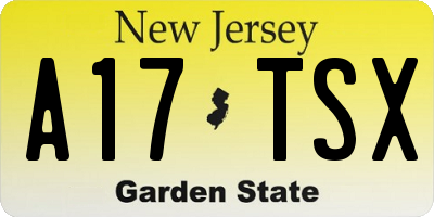 NJ license plate A17TSX