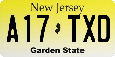 NJ license plate A17TXD
