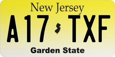 NJ license plate A17TXF