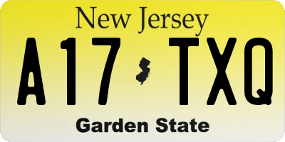NJ license plate A17TXQ