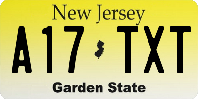 NJ license plate A17TXT