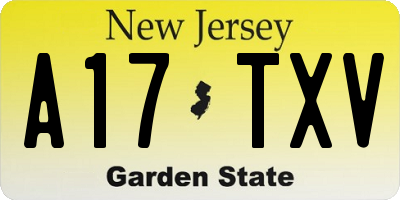 NJ license plate A17TXV