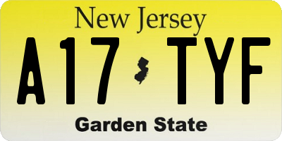 NJ license plate A17TYF