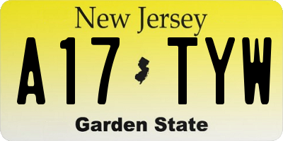 NJ license plate A17TYW