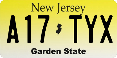 NJ license plate A17TYX