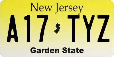 NJ license plate A17TYZ