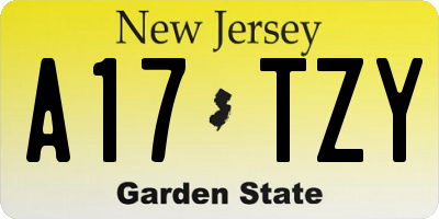 NJ license plate A17TZY