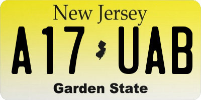 NJ license plate A17UAB