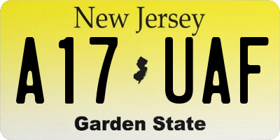 NJ license plate A17UAF