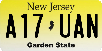 NJ license plate A17UAN