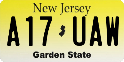 NJ license plate A17UAW