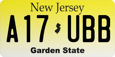 NJ license plate A17UBB