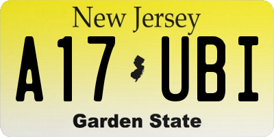 NJ license plate A17UBI