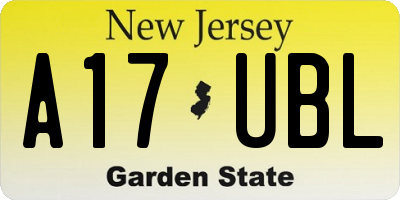 NJ license plate A17UBL