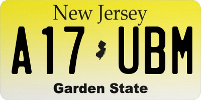 NJ license plate A17UBM