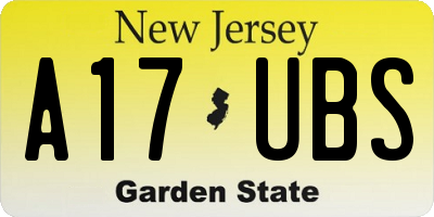 NJ license plate A17UBS