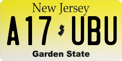 NJ license plate A17UBU