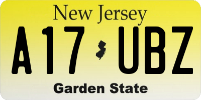 NJ license plate A17UBZ