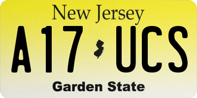 NJ license plate A17UCS