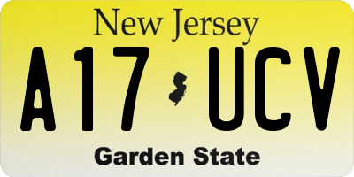 NJ license plate A17UCV
