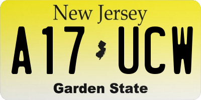 NJ license plate A17UCW