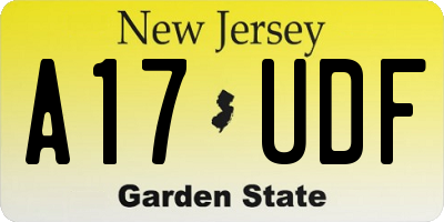 NJ license plate A17UDF