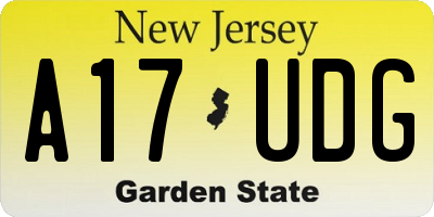 NJ license plate A17UDG