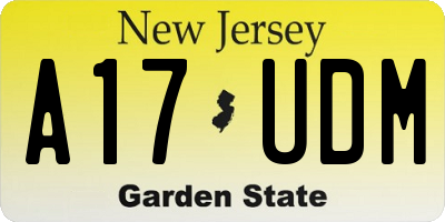 NJ license plate A17UDM