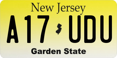 NJ license plate A17UDU