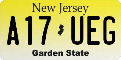 NJ license plate A17UEG
