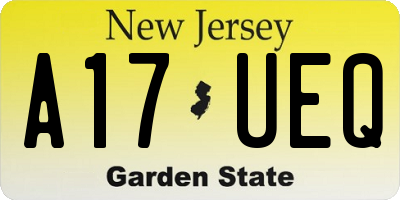 NJ license plate A17UEQ