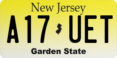 NJ license plate A17UET