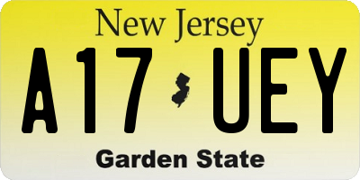 NJ license plate A17UEY