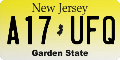 NJ license plate A17UFQ