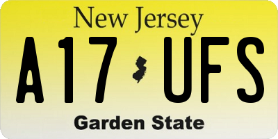 NJ license plate A17UFS
