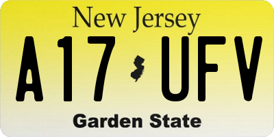 NJ license plate A17UFV