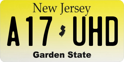 NJ license plate A17UHD