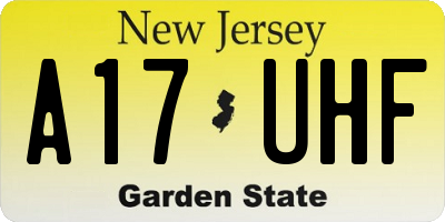 NJ license plate A17UHF