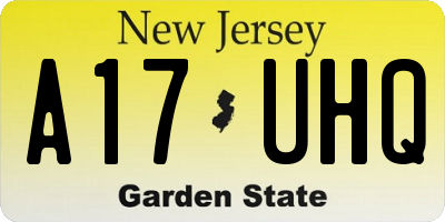 NJ license plate A17UHQ