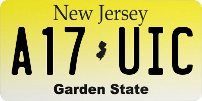 NJ license plate A17UIC