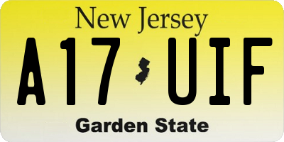 NJ license plate A17UIF