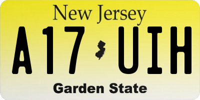 NJ license plate A17UIH