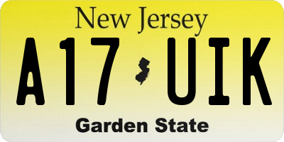 NJ license plate A17UIK