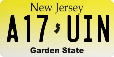 NJ license plate A17UIN