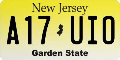 NJ license plate A17UIO