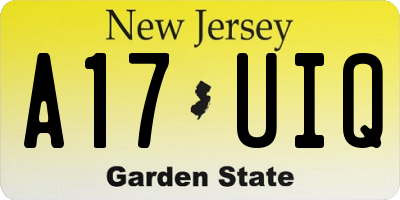 NJ license plate A17UIQ