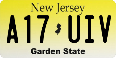 NJ license plate A17UIV